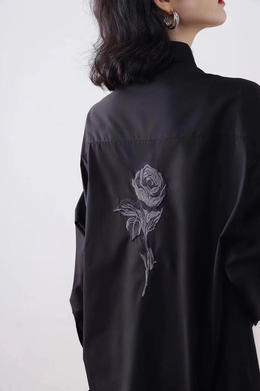 Blusa Larga Bordada con Rosas Vintage para Mujer - Image 16