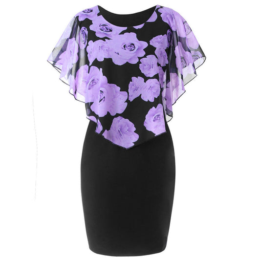 Vestido Capa Estampado Rosas Ajustado Cadera para Mujer - Image 3
