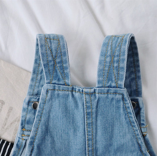 Pantalones Cortos Infantiles con Tirantes Denim Casual - Image 2