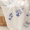 Tela Bordada de Algodón Puro con Flores Azules - Diseño Artesanal para Cortinas y Prendas