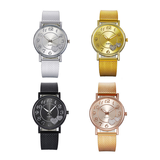 Reloj de Pulsera Dama Malla Dorada con Diseño de Corazón - Image 11