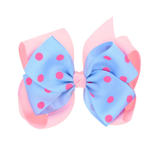 Clip Decorativo Infantil de Dos Capas con Lunares y Moño