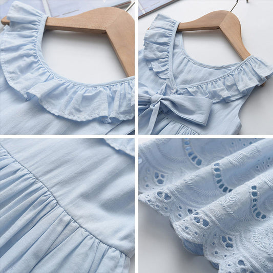 Vestido Infantil Estilo Vaquero con Chaleco de Encaje Bordado - Image 2