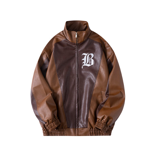 Chaqueta de Cuero con Patchwork Contrastante y Detalles Bordados - Image 16
