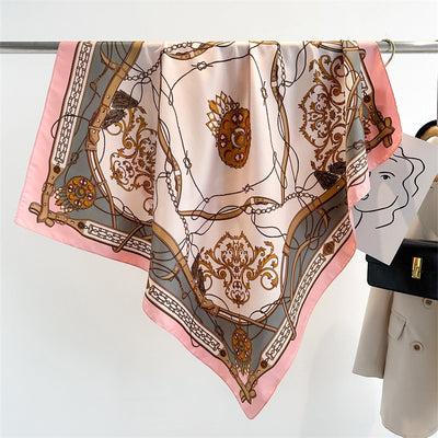 Pañuelo de Seda Twill Estampado 90cm con Anilla Cadena - Diseño Europeo y Americano - Image 13