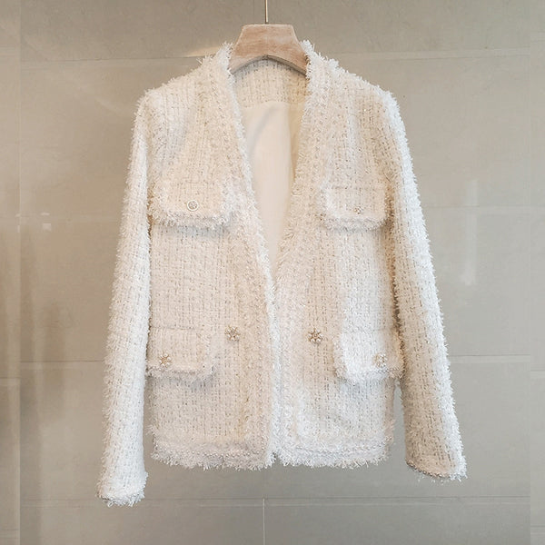 Chaqueta Perfumada de Algodón con Cuentas para Mujer Talla Grande