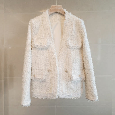 Chaqueta Perfumada de Algodón con Cuentas para Mujer Talla Grande