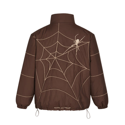 Chaqueta de Cuero PU con Bordado de Telaraña - Estilo Universitario Unisex Trendy - Image 3