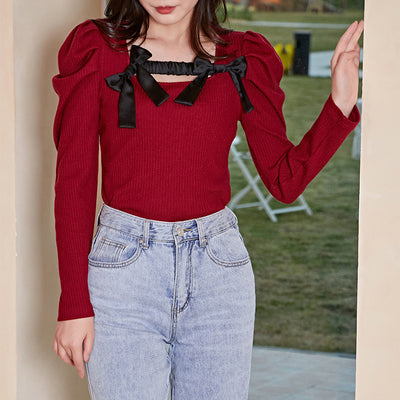 Blusa Elegante de Manga Larga con Moño Estilo Celebridades - Image 5