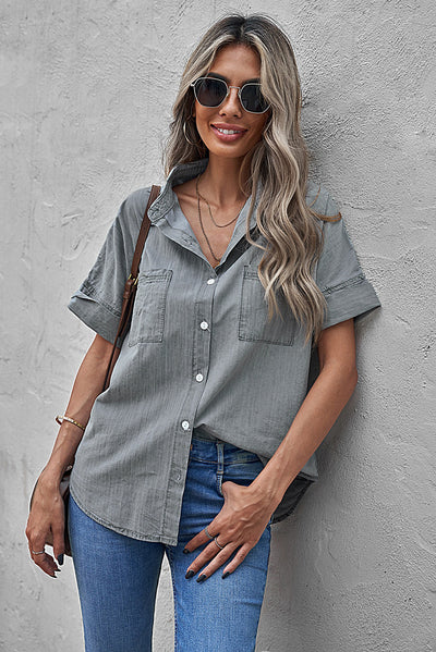 Camisa Casual de Solapa Lisa - Versátil y Minimalista - Image 27