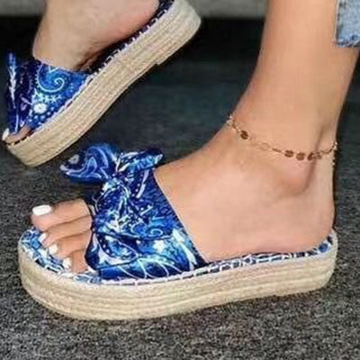 Pantuflas de Playa Vintage con Moño de Fibra de Cáñamo y Satén - Image 11