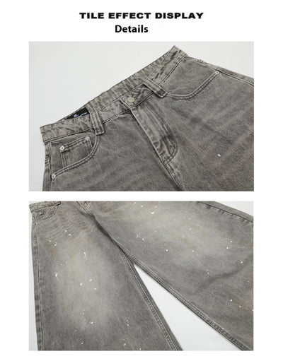 Pantalones Vaqueros Retro Splash Ink Machete para Pareja - Image 10