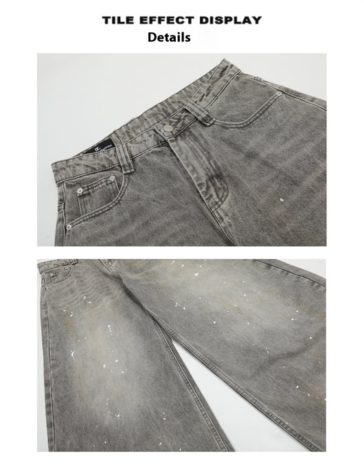 Pantalones Vaqueros Retro Splash Ink Machete para Pareja - Image 10