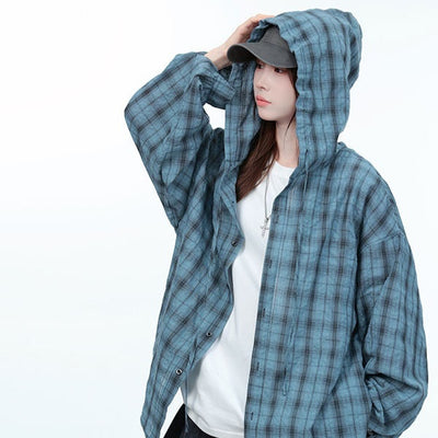 Camisa Cuadros con Capucha Oversized Retro Casual - Image 3
