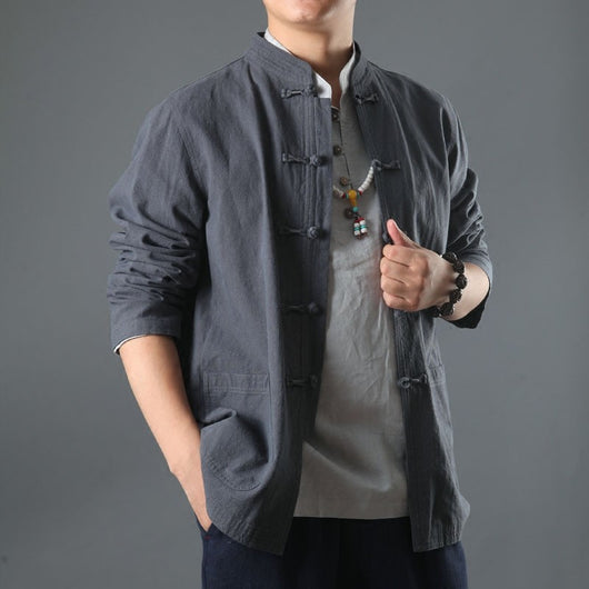 Chaqueta de Lino Casual para Hombre de Manga Larga - Image 10