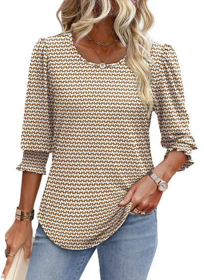 Blusa Suelta Casual con Estampado y Cuello Redondo para Mujer - Image 25