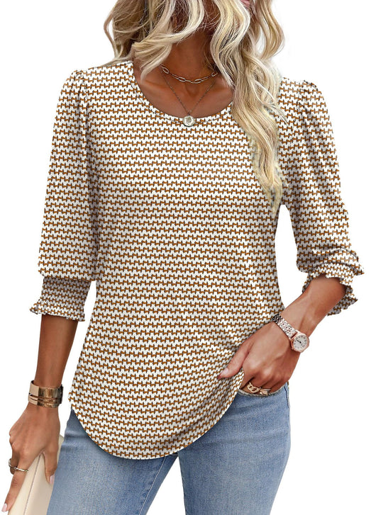 Blusa Suelta Casual con Estampado y Cuello Redondo para Mujer - Image 25