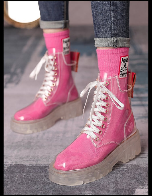 Botas Martin Transparentes con Suela Cristal y Cordones