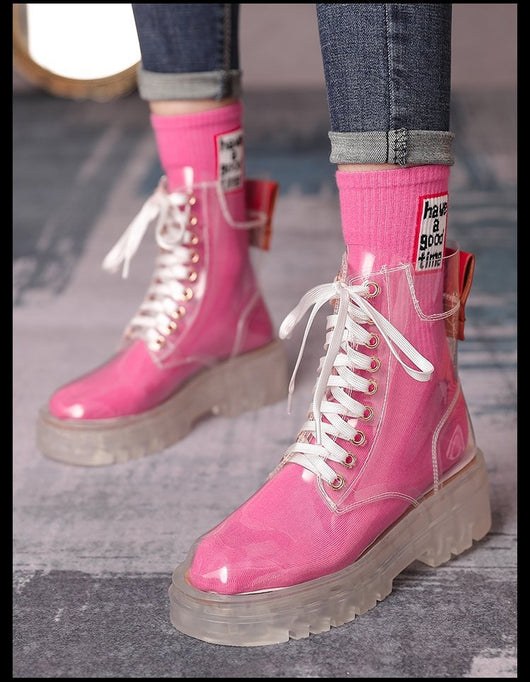 Botas Martin Transparentes con Suela Cristal y Cordones