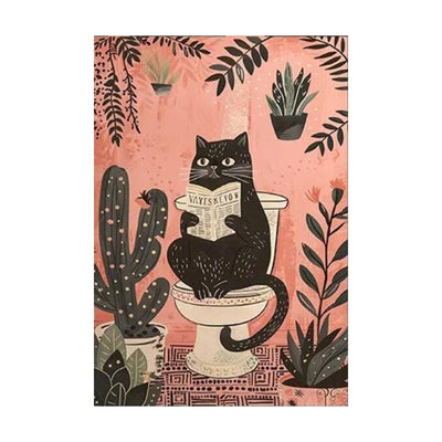 Cuadro Decorativo Gato Negro Leyendo para Baño - Lienzo Impreso - Image 12