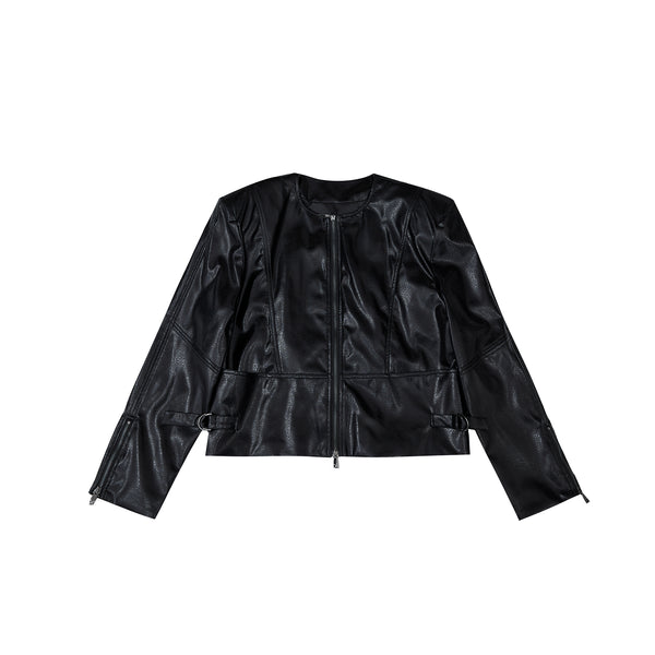 Abrigo de Cuero para Hombre con Hombros Acolchados Texturizados - Image 6