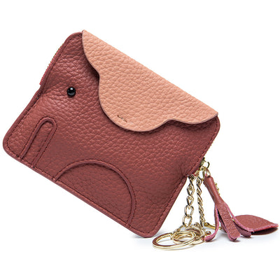 Monedero de Cuero Genuino Elefante Lindo - Cartera Mini Creativa - Image 14