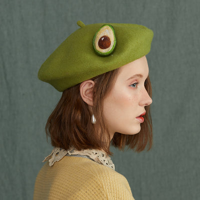 Boina de Lana Felt con Diseño Frutal Extravagante para Otoño e Invierno - Image 10
