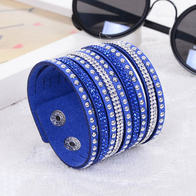Pulsera de Cuero Flanela con Diamantes Brillantes - Image 2