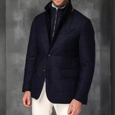 Blazer Retro Británico para Hombre con Cuello Alzado y Botones - Image 3