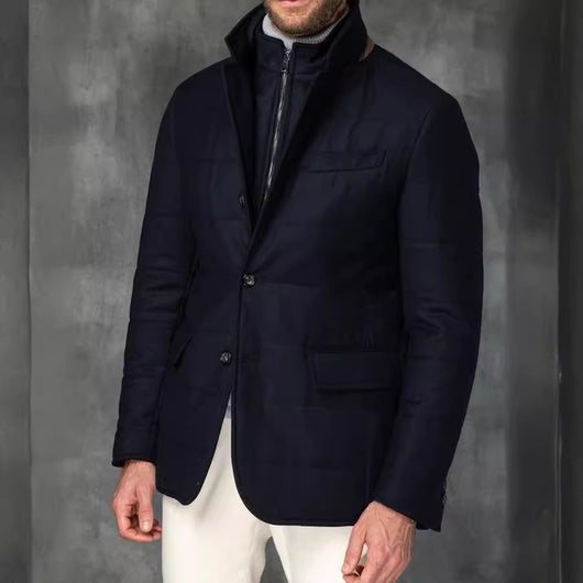 Blazer Retro Británico para Hombre con Cuello Alzado y Botones - Image 3