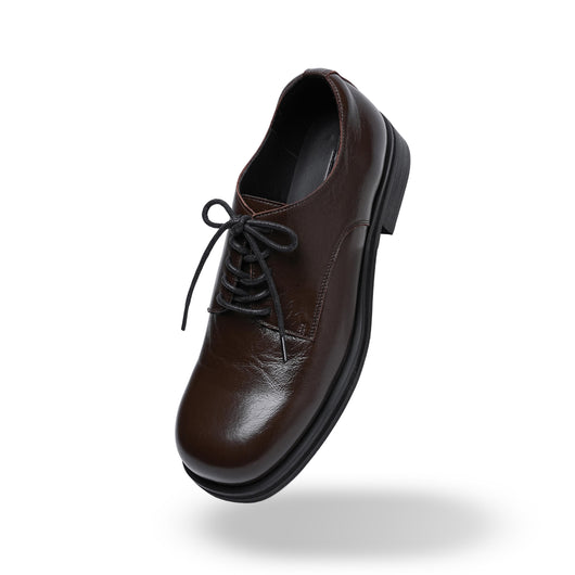 Zapatos Derby Cuero Artificial Efecto Vintage Punta Ancha - Image 6