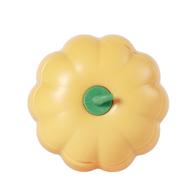 Dark green pumpkin-shaped catnip ball dispenser with a light green stem-like cap for cats. - Image 5