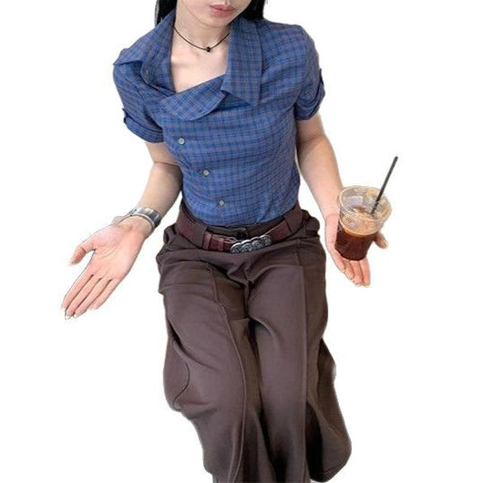 Camisa a Cuadros Estilo Retro Americano para Mujer Atrevida - Image 5