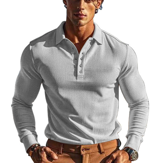 Polo Casual de Manga Larga Slim Fit con Textura Waffle - Image 3
