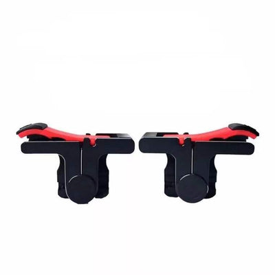 Pair of black and red auxiliary shooting gamepad buttons for smartphones, designed to enhance mobile gaming. - Image 5