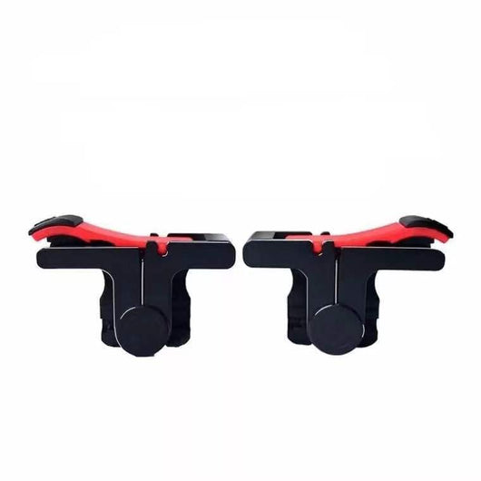 Pair of black and red auxiliary shooting gamepad buttons for smartphones, designed to enhance mobile gaming. - Image 5