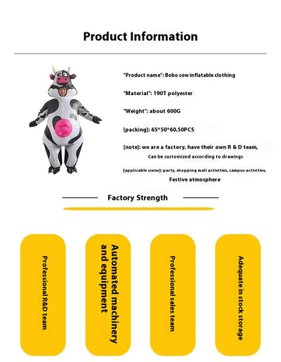 Disfraz Inflable Vaca Bobo - Traje Divertido para Fiestas y Festivales - Image 9