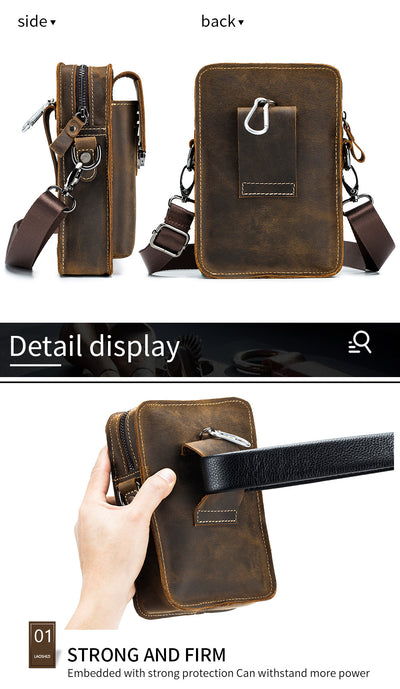 Bolsa Mensajera de Cuero con Cinturón Multifuncional para Hombre - Image 10