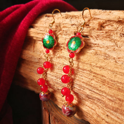 Aretes de Cerámica con Calcedonia Cloisonné - Joyería Étnica Artesanal - Image 7