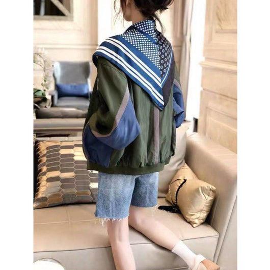 Chaqueta Uniforme de Béisbol Verde Militar Talla Grande para Mujer - Image 8