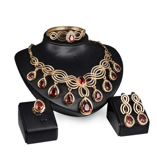 Conjunto Elegante de Collar y Aretes con Gemas de Fantasía - Image 4