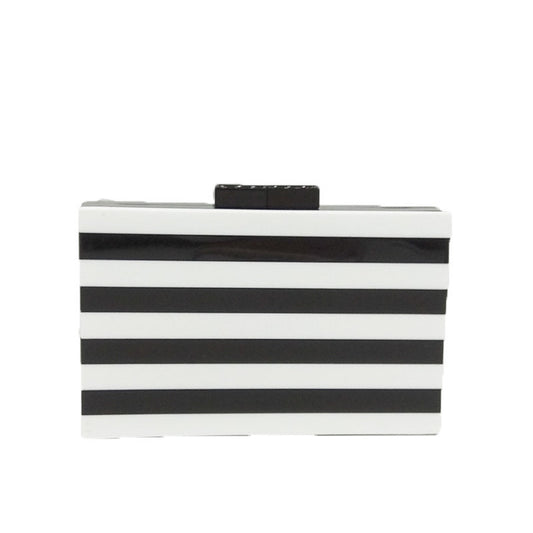 Cartera de Fiesta Rayas Blanco y Negro con Costura Acrílica - Image 2