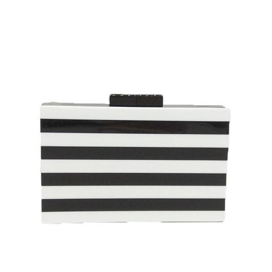 Cartera de Fiesta Rayas Blanco y Negro con Costura Acrílica - Image 2