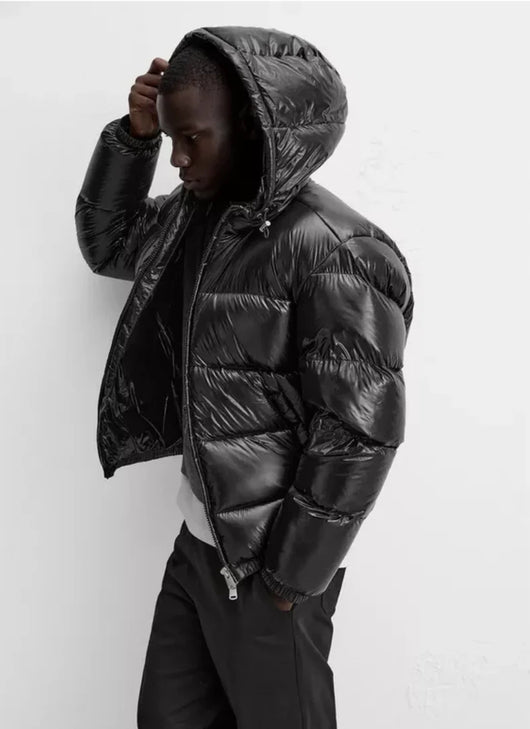Chaqueta Negra de Algodón con Capucha - Estilo Casual - Image 9