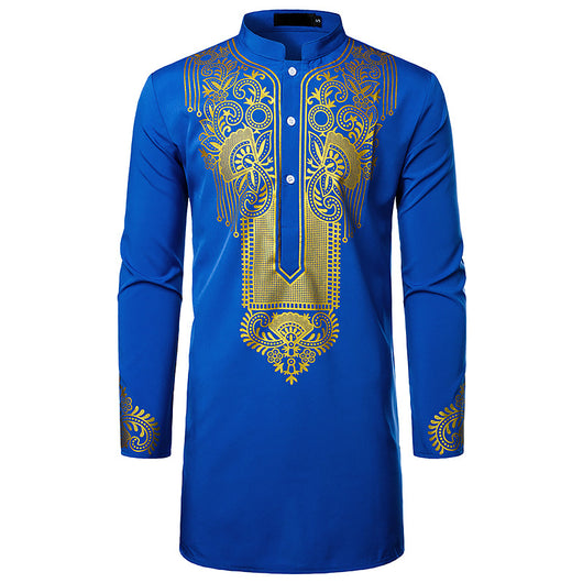 Camisa Larga Hombre con Estampado Africano y Símbolos Tótem - Image 13