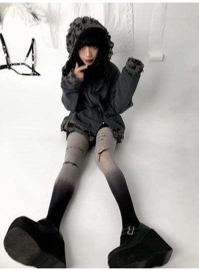 Sudadera con Capucha Desgarrada Dark Subculture - Image 22