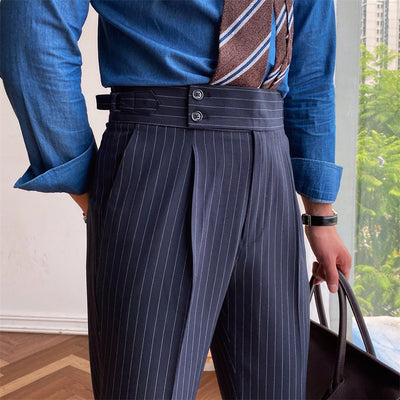 Pantalón de Cintura Alta Ejecutivo con Rayas - Sin Planchado - Image 4