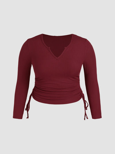 Top Corto Ajustado Cuello V con Cordón para Mujer - Image 7