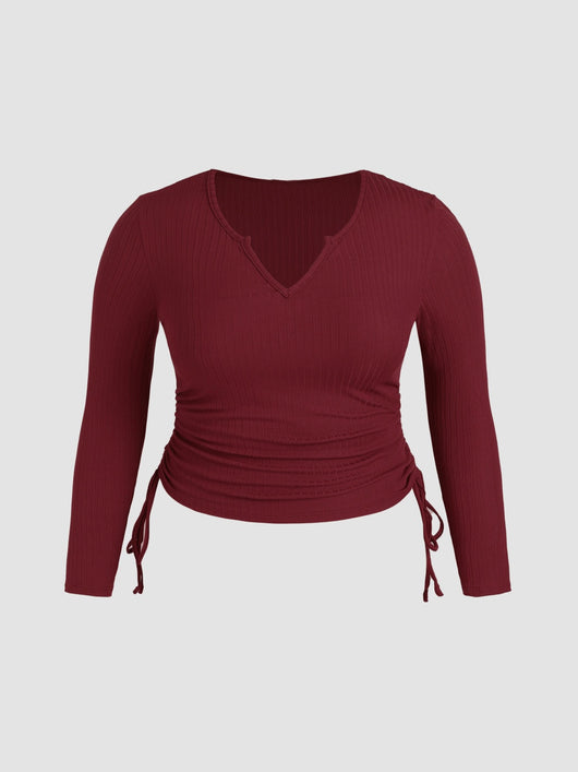 Top Corto Ajustado Cuello V con Cordón para Mujer - Image 7