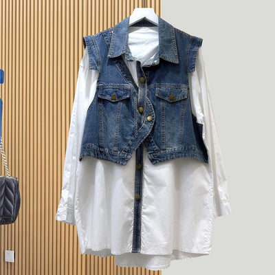 Chaqueta Denim Falso Dos Piezas para Mujer con Diseño Moderno - Image 6